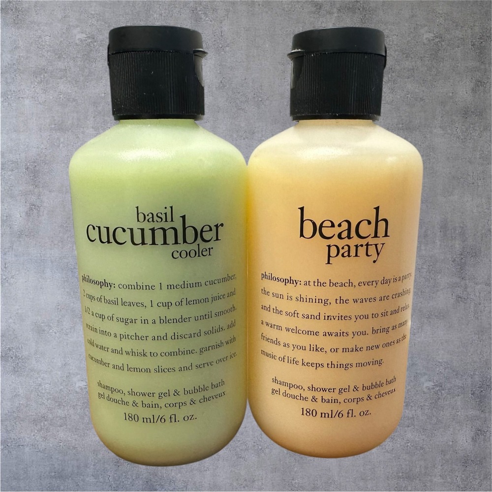 Philosophy 3-in-1 Shower Gel Set 6oz New Basil Cucumber/Beach Party